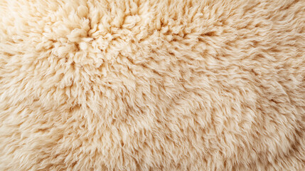Close-up of soft, beige, fluffy wool texture, ideal for backgrounds or textile design.