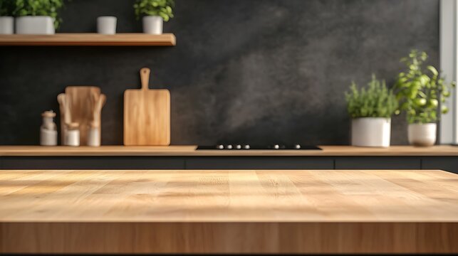 Softwood countertop with blank space for promoting digital content or product mockups