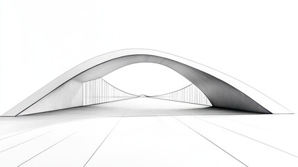 Obraz premium Architectural design, modern bridge, architectural sketch, 3D render, urban planning, digital illustration