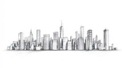 Architectural sketch of New York City skyline