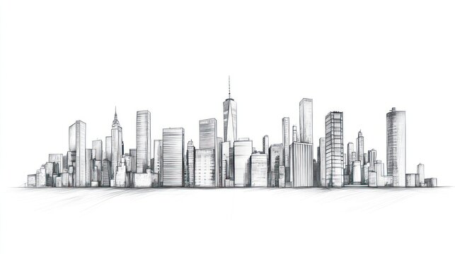 Architectural sketch of New York City skyline