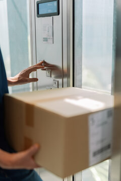 Courier using elevator