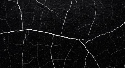 Cracked Black Paint Texture - Grunge Abstract Pattern, Distressed Surface Detail, Old Damaged Wall Background