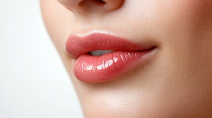 Close-up view of enhanced lips following aesthetic lip injection procedure at a beauty clinic