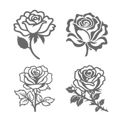 Elegant Rose Collection in Line Art Style