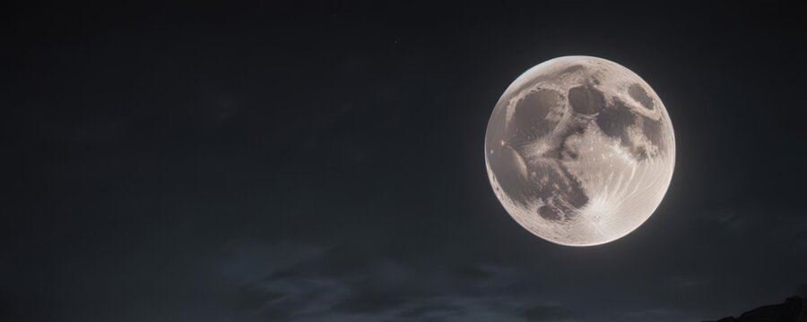 Low-hanging full moon casts eerie glow on dark, starless sky,  spooky,  ominous