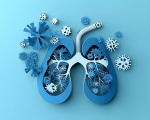 Lungs with intricate, detailed components and surrounding elements