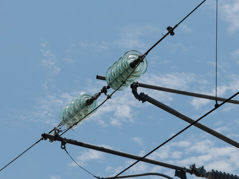 High-Voltage Power Line with Glass Insulators