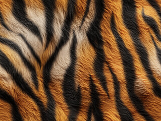 Realistic Tiger Fur with Black Stripes