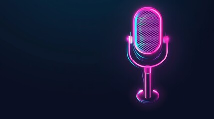 Colorful neon light microphone icon glowing against a dark background for audio recording and creative projects