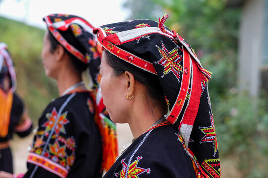 Colorful Headdress of a Dao Quan Trang Woman