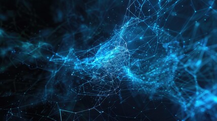 A stunning abstract image featuring blue graphs and intricate network designs on a black background, perfect for technology and data visualization themes.