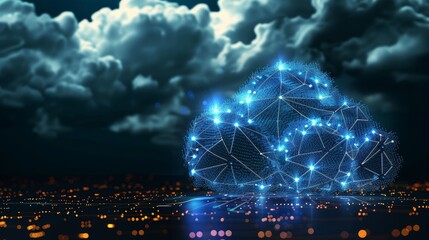Fototapeta premium Illuminated blue microchip within a cloud computing infrastructure for enhanced connectivity