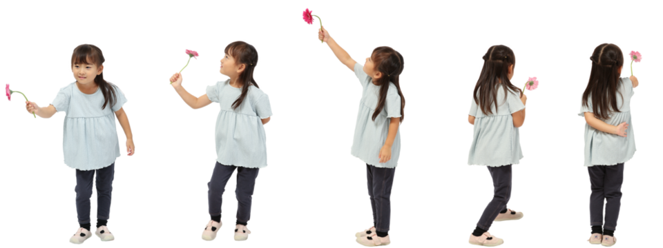 一輪の花を持つ女の子