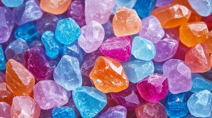 colorful small sea stone pebble background. Colorful gemstones crystal pebbles on beach.   -ai