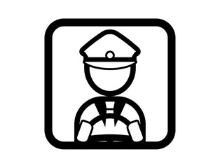 運転手のシンプルな四角いモノクロイラストアイコン