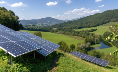 Solar panels - renewable energy, green technology, sustainable power, eco-friendly solution, clean energy, solar system, sunlight conversion, energy efficiency, sustainable living.