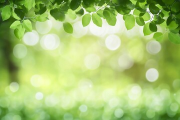 Fresh healthy green bio background with abstract blurred foliage and bright summer sunlight and a central copyspace for your text or advertisment