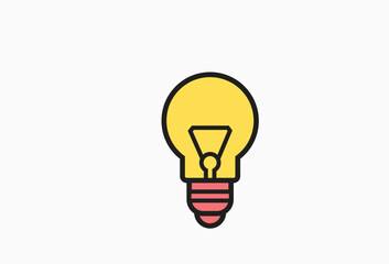 Yellow Light Bulb Flat Icon, Design Element on Transparent Background