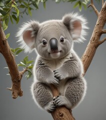 Obraz premium Playful koala infant clinging to a branch, repeating design , marsupial, seamless koala