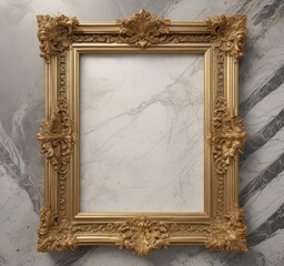 Gilded frame with swirling patterns on polished marble , light, design
