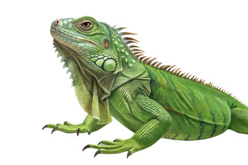 Fototapeta premium Detailed Illustration of a Vibrant Green Iguana in Nature Setting