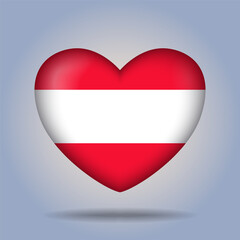 Austria flag heart button Isolated on color gradient background. Exclusive Icon flag