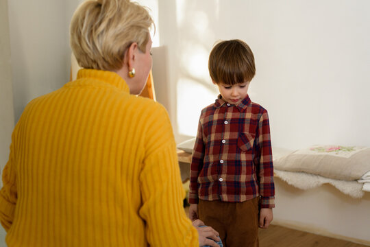 Autistic child during behavioral skills development activity