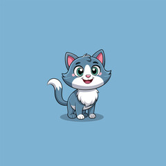Cheerful Cartoon Cat Character with Expressive Eyes and Playful Pose.