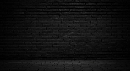 Fototapeta premium Dark brick wall and floor