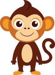 Obraz premium Cute Cartoon Monkey Mascot with Brown Fur and Expressive Eyes.