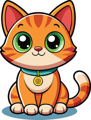 Cute Orange Tabby Kitten Cartoon Illustration for Kids.