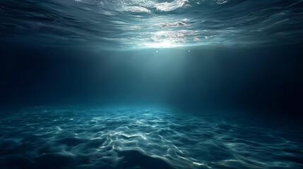 underwater scene with rays of light and sun. Generative AI