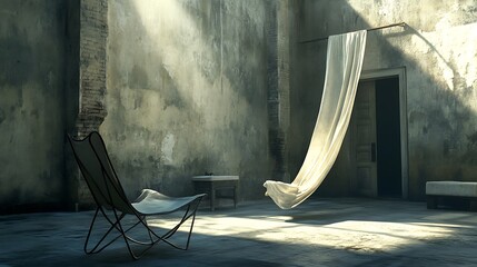 Interior design with fabric and chair render