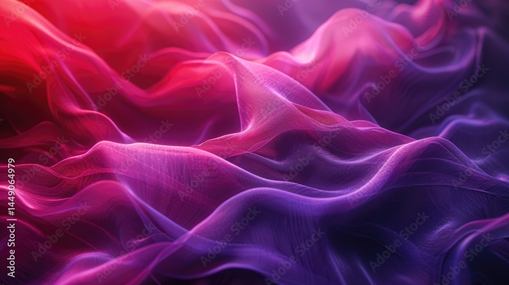 Poster abstract pink and purple flowing fabric with sparkles. background image of pink and red fabric textu