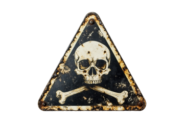 Danger sign with skull and cross bones isolated on transparent background
