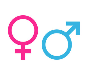 male and female gender symbols icon isolated on white