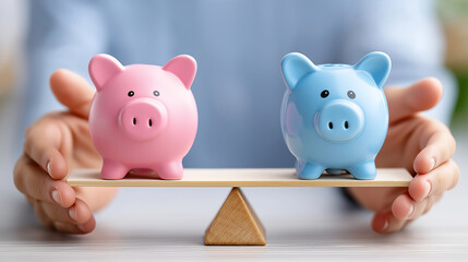 piggy bank and credit card. Generative AI