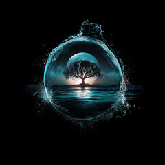 water drop on black background. Generative AI