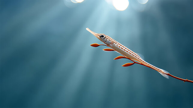 Juvenile oarfish ascending gracefully through sunlit ocean depths