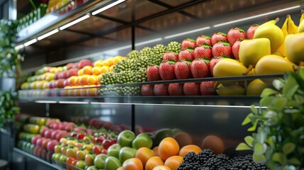 Obraz premium Fresh produce display in a grocery store