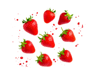 strawberry with splash isolated on transparent png