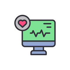 Defibrillator colored icons, minimalist vector illustration ,simple transparent graphic element .Isolated on white background