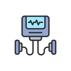 Defibrillator colored icons, minimalist vector illustration ,simple transparent graphic element .Isolated on white background