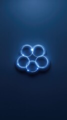 Abstract glowing cloud network on dark blue gradient, symbolizing futuristic connectivity and minimalist tech innovation