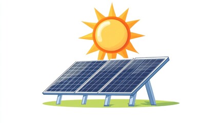 Sun shining on solar panels, energy production, clean technology, sustainable future