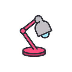 Desk lamp colored icons, minimalist vector illustration ,simple transparent graphic element .Isolated on white background