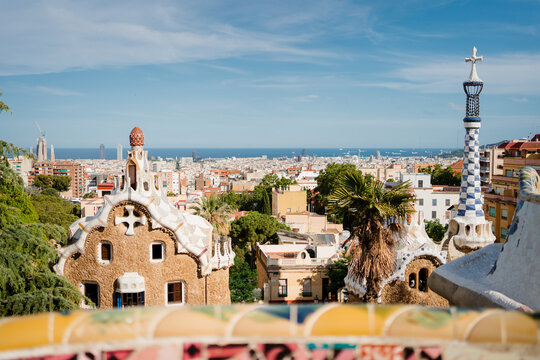 Detail of Park Guell in Barcelona, Spain