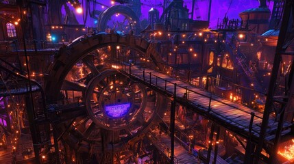 Steampunk Cityscape: A Night in the Gears
