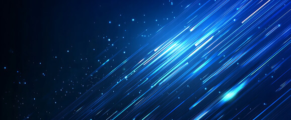 Blue technology background with speed lines and triangular shapes on a dark blue background. Vector presentation design template. High-quality illustration.